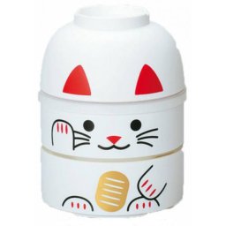Hakoya Japonský jídlonosič Bento Maneki Neko bílý, 440 ml