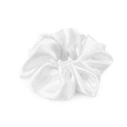 Saténová scrunchie gumička do vlasů - bílá barva
