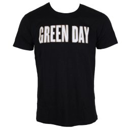 tričko pánské Green Day - Logo & Grenade Applique Slub - Black - ROCK OFF - GDAPSLUB01MB