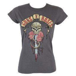 tričko dámské Guns N' Roses - Dripping Dagger - Charcoal - ROCK OFF - GNRTS23LC