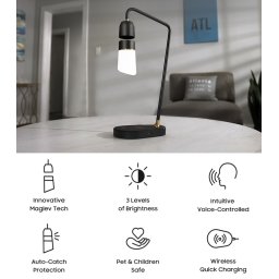 Levitující lampa LED - ovládání hlasem + dotek s bezdrátovým NABÍJENÍM + USB port 3.0