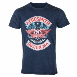 tričko pánské Aerosmith - Boston Pride Snow Wash - NAVY - ROCK OFF - AEROSWASH01MN