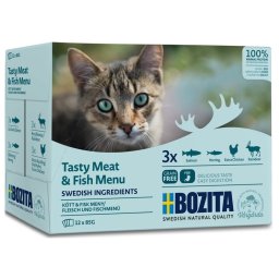 Bozita Tasty Meat Fish Menu - kapsičky pro kočky 12x85 g