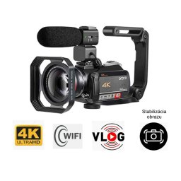 4K videokamera Ordro AC5 s optickým zoomem 12x, WiFi + makro objektiv + LED světlo + kufřík (FULL SET)
