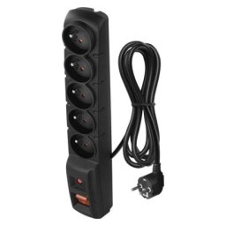 EMOS P53871 Přepěťová ochrana – 5 zásuvek, 1,5m, černá