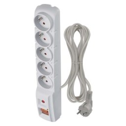 EMOS P53874 Přepěťová ochrana – 5 zásuvek, 3m, šedá
