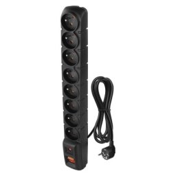 EMOS P53899 Přepěťová ochrana – 8 zásuvek, 1,5m, černá