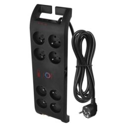 EMOS P54052 Přepěťová ochrana 1800J – 8 zásuvek, 3m, černá