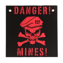101INC cedule plastová DANGER! MINES! ČERNO/ČERVENÁ