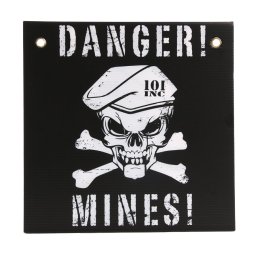 101INC cedule plastová DANGER! MINES! ČERNO/BÍLÁ