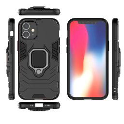 Pouzdro Apolis Ring Armor pancéřové hybridní + magnetické úchyt iPhone 12 Pro / iPhone 12 černé
