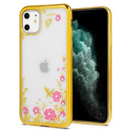 Pouzdro 1Mcz Diamond Flower TPU Apple iPhone 12 Pro Max - zlatá