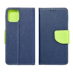 Pouzdro Mercury Fancy Book APPLE IPHONE 12 PRO MAX - navy modré/limonka