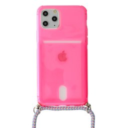 Vennus STRAP Fluo Case iPhone 12 mini - Neonově růžová