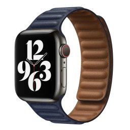 iMore Řemínek Kožený tah Apple Watch Series 1/2/3 (38mm) - půlnočně modrý