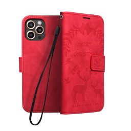 Pouzdro MEZZO Christmas iPhone 13 Pro - Červené se soby