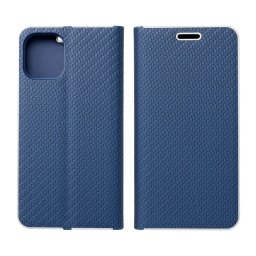 Pouzdro Forcell LUNA Book Carbon iPhone 13 Pro Max - Modré