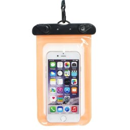 Pouzdro Waterproof bag mobile phone with plastic closing - Oranžové