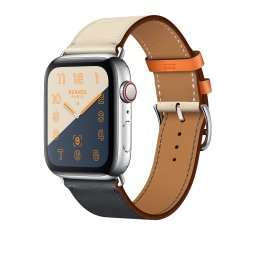 Kožený řemínek Single Tour pro Apple Watch Series 3/2/1 (42mm) - Indigo/Křídový/Oranžový