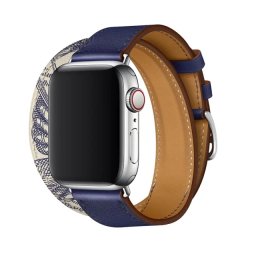 Kožený řemínek Double Tour pro Apple Watch Series 3/2/1 (42mm) - Inkoust/Beton