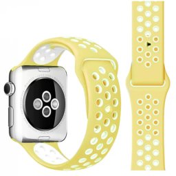 Řemínek SPORT pro Apple Watch Series 1/2/3 (42mm) - Jemně žlutý/Bílý