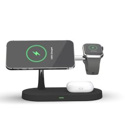Tech-Protect A12 3in1 Stand & Wireless Charger - Černá