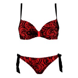Ivory push up plavky s háčkováním S19-021 M červená
