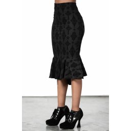 sukně dámská KILLSTAR - Candence Flocked Midi - Black - KSRA005111