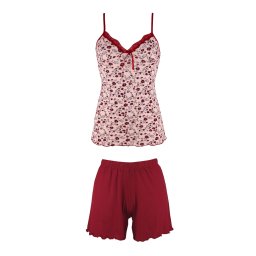 Medy letní pyžamo pro ženy s kraťásky 3XL vínová