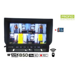 10" LCD monitor pro 4 couvací kamery se systémem monitorování slepých míst (BSD) s nahráváním