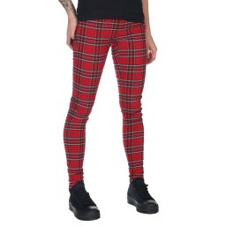 kalhoty dámské URBAN CLASSICS - Skinny Tartan - red/blk - TB2848 - red/blk