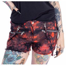 kraťasy dámské Heartless - DEMELZA - BLACK/RED TIE DYE - POI1135