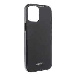 Forcell Glass Case iPhone 12 Pro Max - gumové / skleněné - černé