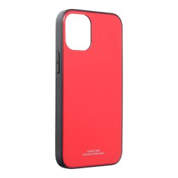 Pouzdro FORCELL Glass Apple iPhone 12 / 12 Pro - gumové / skleněné - červené