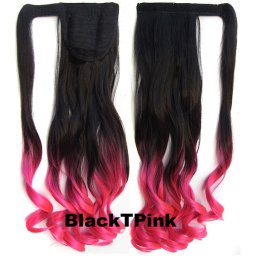 Girlshow Culík, cop s omotávkou vlnitý OMBRE - odstín Black T Pink