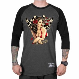 tričko pánské s 3/4 rukávem BLACK HEART - HOT ROD ANGEL - BLACK - 9811