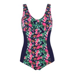 Flamingo jednodílné plavky pro menší postavu B1181 3XL tmavě modrá