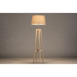 Stojací designová lampa Paola Beige and Natur Wood