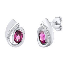 Stříbrné náušnice Ginny s přírodním granátem a Brilliance Zirconia FW15101GR