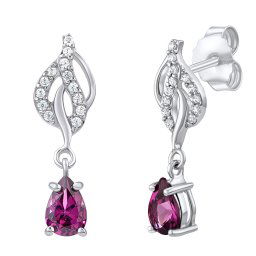 Stříbrné náušnice Lorena s pravým granátem a čirými Brilliance Zirconia FW15428EGR