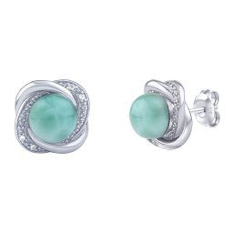 Stříbrné náušnice Ariel s přírodním larimarem a Brilliance Zirconia JSTE14738LR