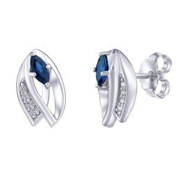 Stříbrné náušnice Isla s pravým safírem a čirými Brilliance Zirconia FWE15688BS