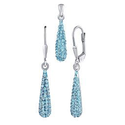 Stříbrná souprava šperků kapky 22 mm se Swarovski® Crystals modré ZT36106SET