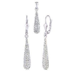 Stříbrná souprava šperků kapky 22 mm se Swarovski® Crystals čiré ZT36106SETW