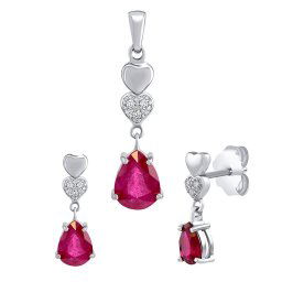 Stříbrná souprava Barbara s přírodním rubínem a Brilliance Zirconia FW15406SR