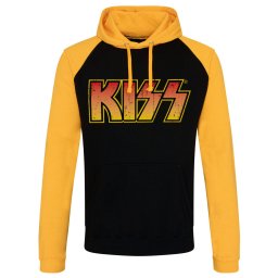 mikina pánská KISS - Distressed Logotype - Black/Yellow - HYBRIS - ER-36-KISS004-H68-10-BKYE