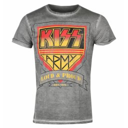 tričko pánské KISS - ARMY - Loud & Proud Distressed Logo Urban - Grey - HYBRIS - ER-66-KISS009-H71-7-GY