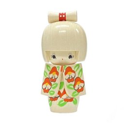 Japonská panenka Kokeshi Hanafubuki - déšť květin, 13 cm