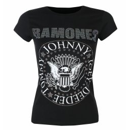 tričko dámské Ramones - Presidential Seal Diamante - BLACK - ROCK OFF - RATS56LB