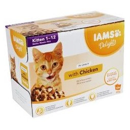 IAMS Delights Kitten kuře v omáčce MULTIPACK - kapsička pro koťata 12x85 g